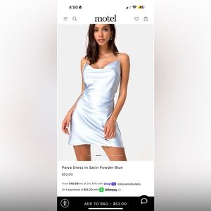 Motel Paiva Slip Dress in Satin Light Blue